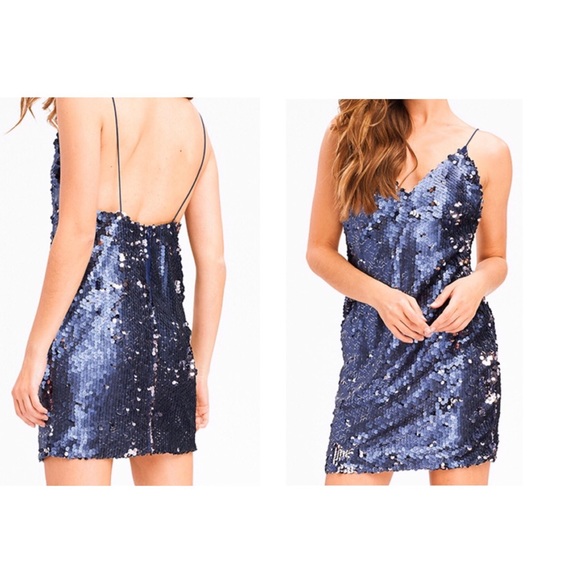 Blue and Rose gold sequined Dress - Picture 3 of 8